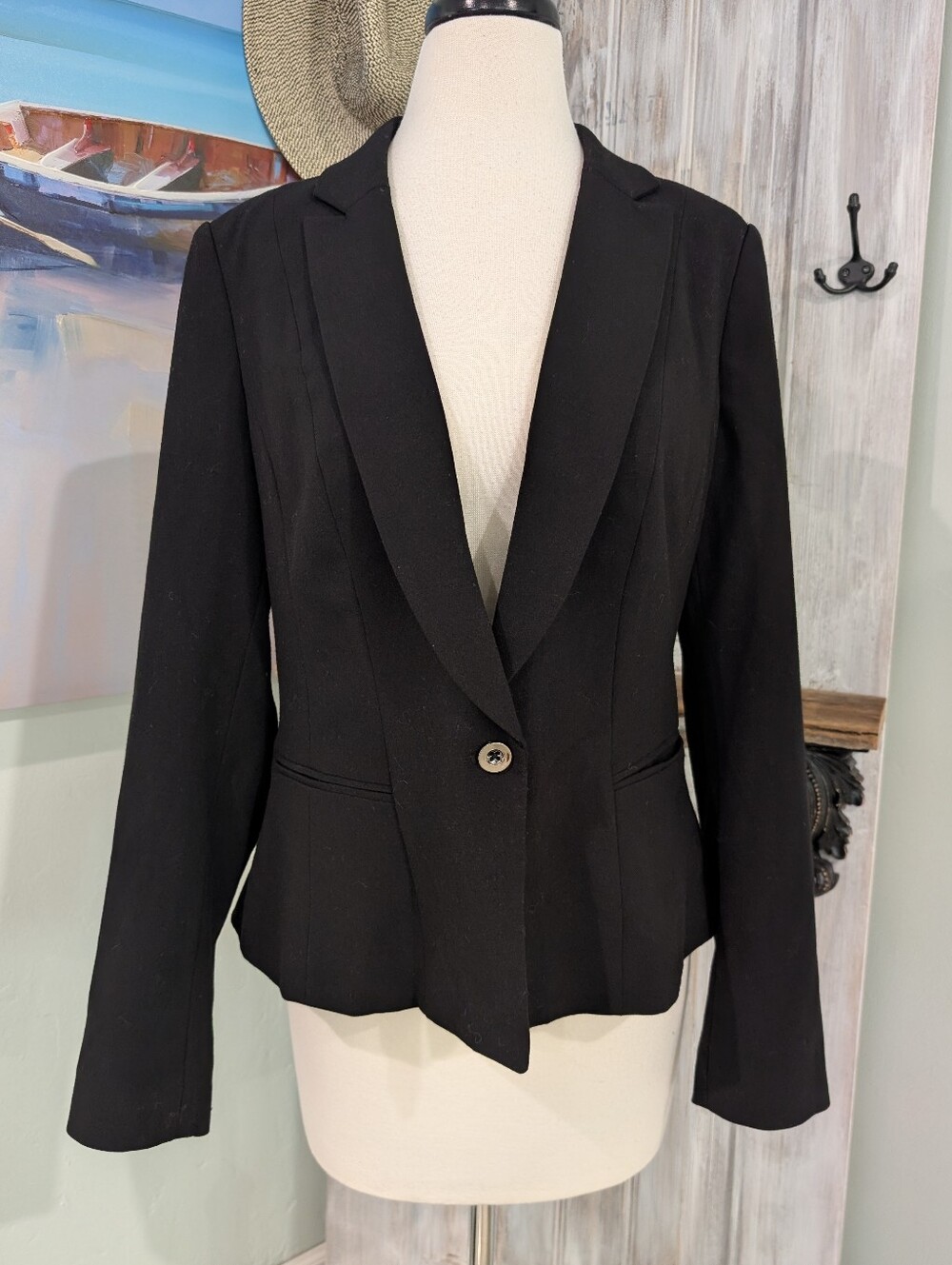 White House Black Market Black Tailored Single-Button Blazer